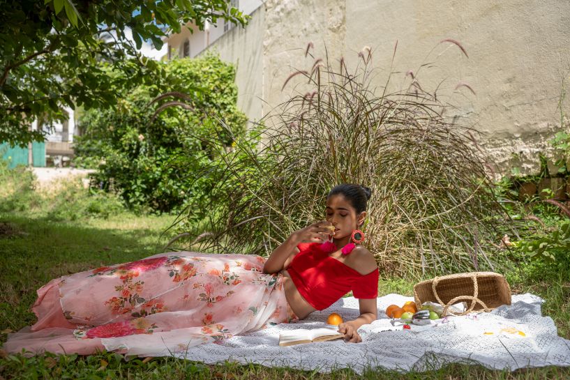 Backyard Soirée luxury womenswear editorial, look 2