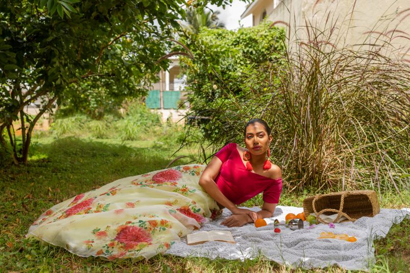Backyard Soirée luxury womenswear editorial, look 16