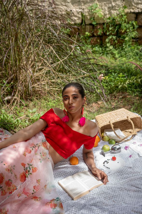 Backyard Soirée luxury womenswear editorial, look 3