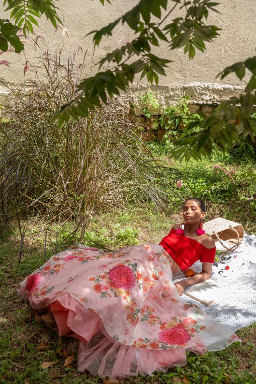 Backyard Soirée luxury womenswear editorial, look 7