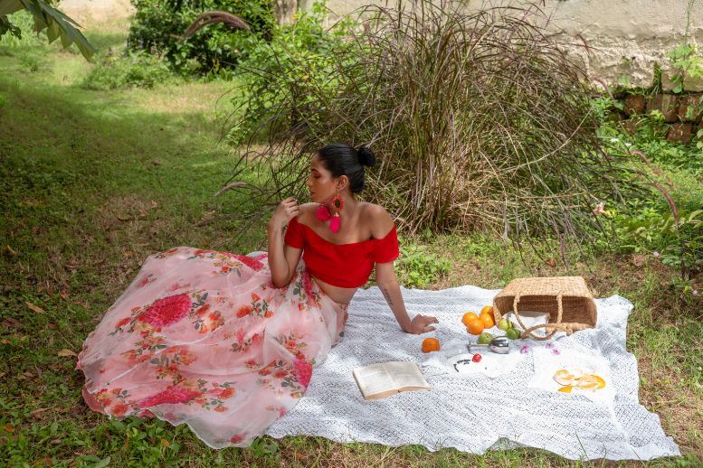 Backyard Soirée luxury womenswear editorial, look 9