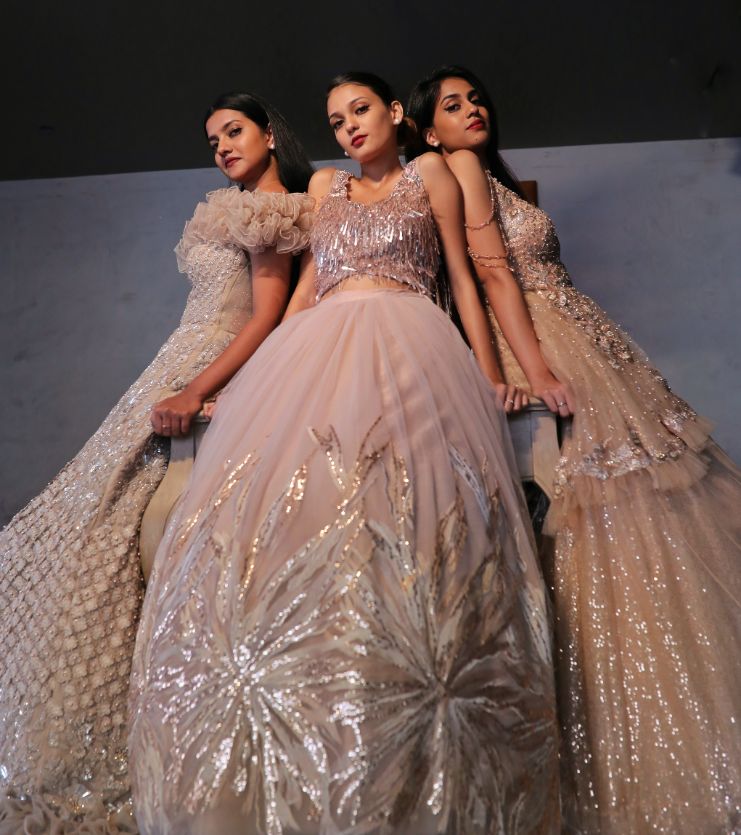 Beige luxury womenswear editorial, look 8