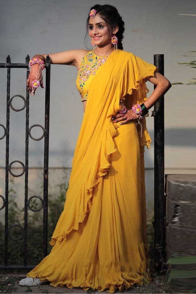 Stylish Yellow Saree