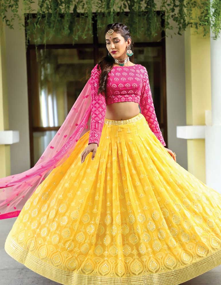 Yellow Embroidered Lehenga Set Design by Arpita Sulakshana at Pernia's Pop  Up Shop 2024